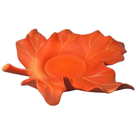 Party Lite Leaf Candle Holder Fall Leaves Oak‎ Maple Red Ceramic 7 Inch Autumn - Picture 2 of 5